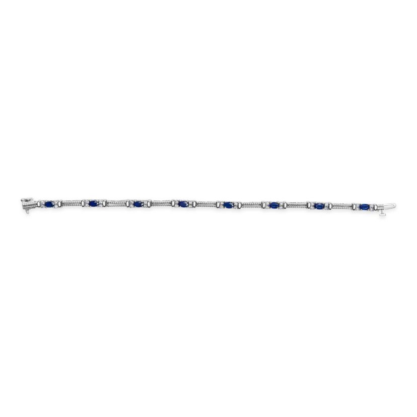 14K Gold 1/2 Cttw Diamond & Sapphire Braided Link Bracelet - 7"