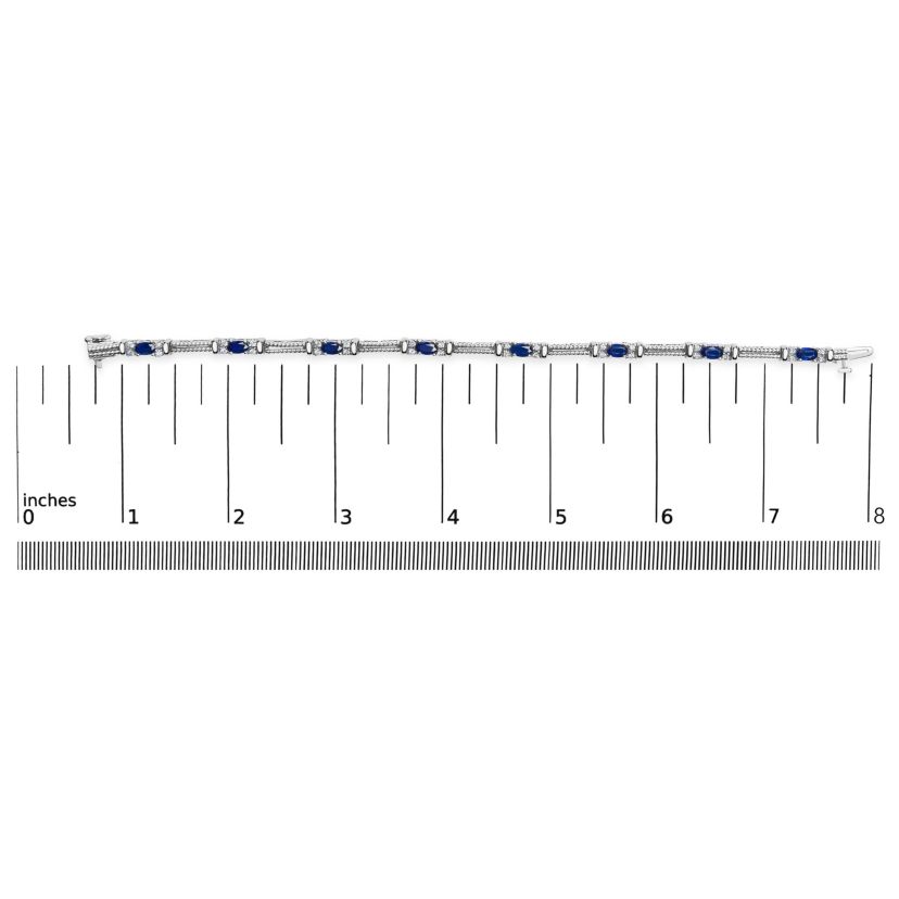 14K Gold 1/2 Cttw Diamond & Sapphire Braided Link Bracelet - 7"