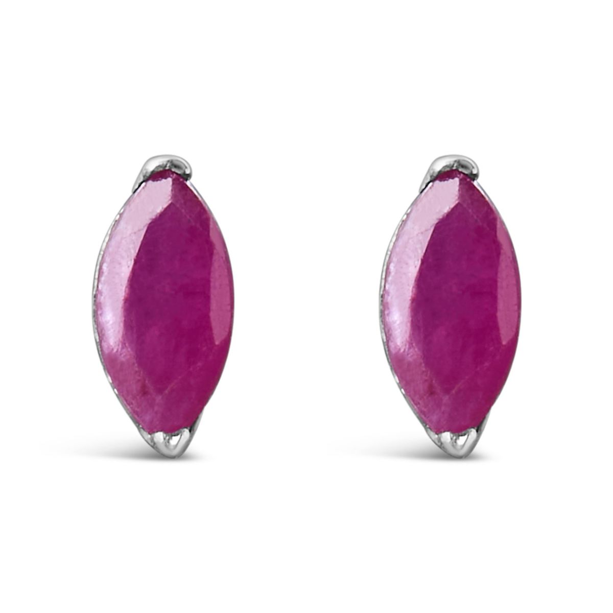 Silver 1/2 Ct Created Pink Ruby Gemstone Solitaire Stud Earrings