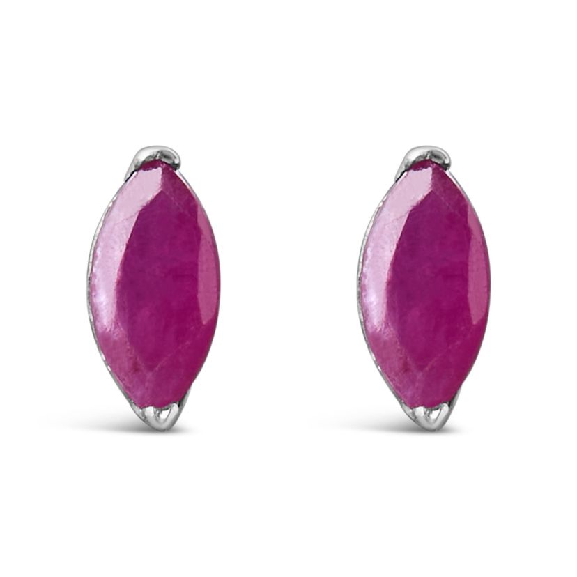 Silver 1/2 Ct Created Pink Ruby Gemstone Solitaire Stud Earrings