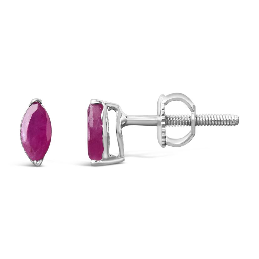 Silver 1/2 Ct Created Pink Ruby Gemstone Solitaire Stud Earrings
