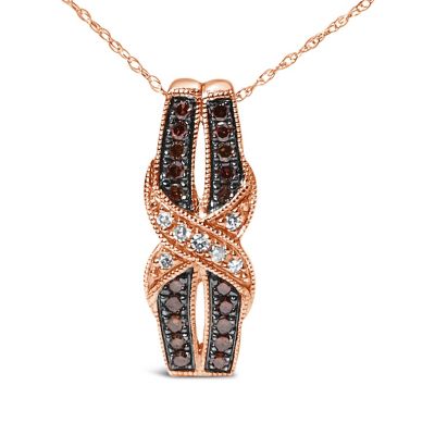 Haus of Brilliance 10K Rose Gold 1/4 Cttw White and Chocolate Brown Diamond Infinity Pendant Necklace