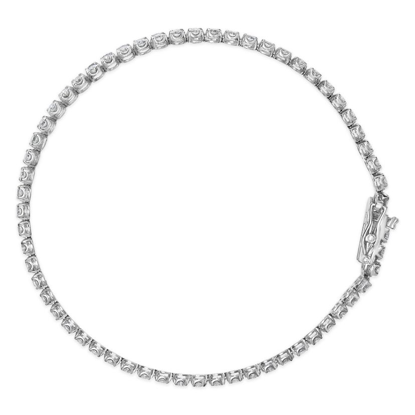 18K White Gold 5 3/5 Ctw Diamond Double Row Link Tennis Bracelet