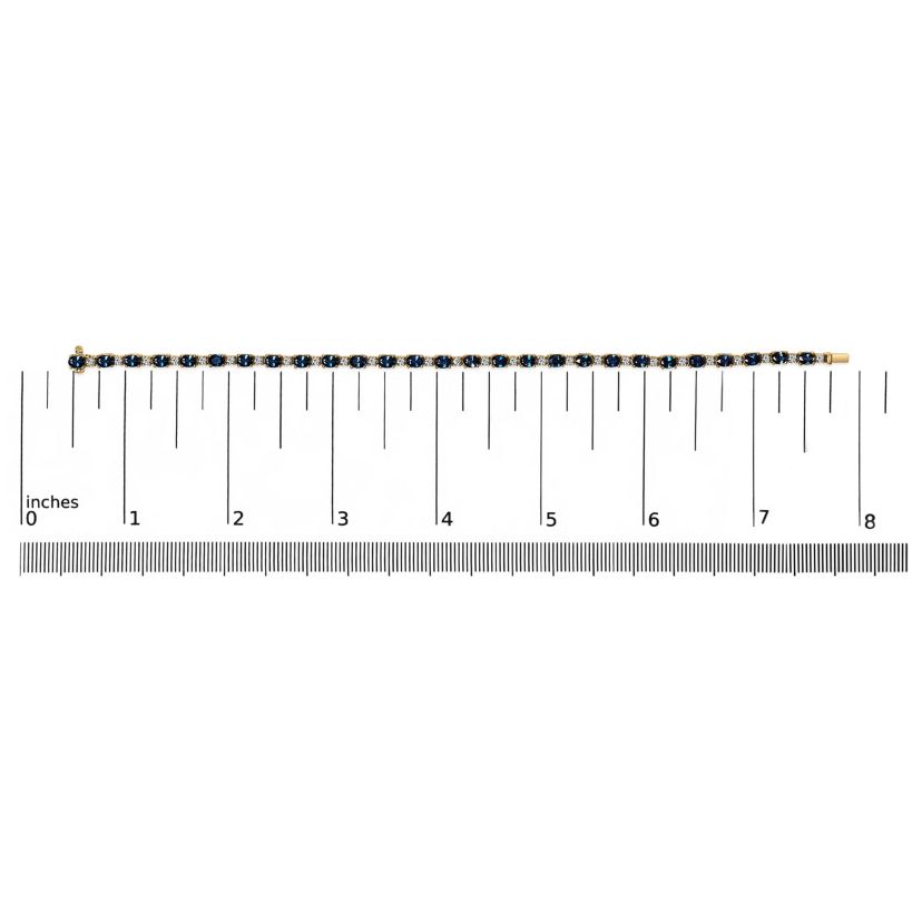 18K Gold 3/4 Ct Diamond & 5 1/3 Ct Sapphire Link Bracelet-7.25"