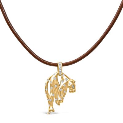 Haus of Brilliance 18K 1.00 Cttw Diamond Cat and Bail Pendant Necklace Collar with Matte Finish