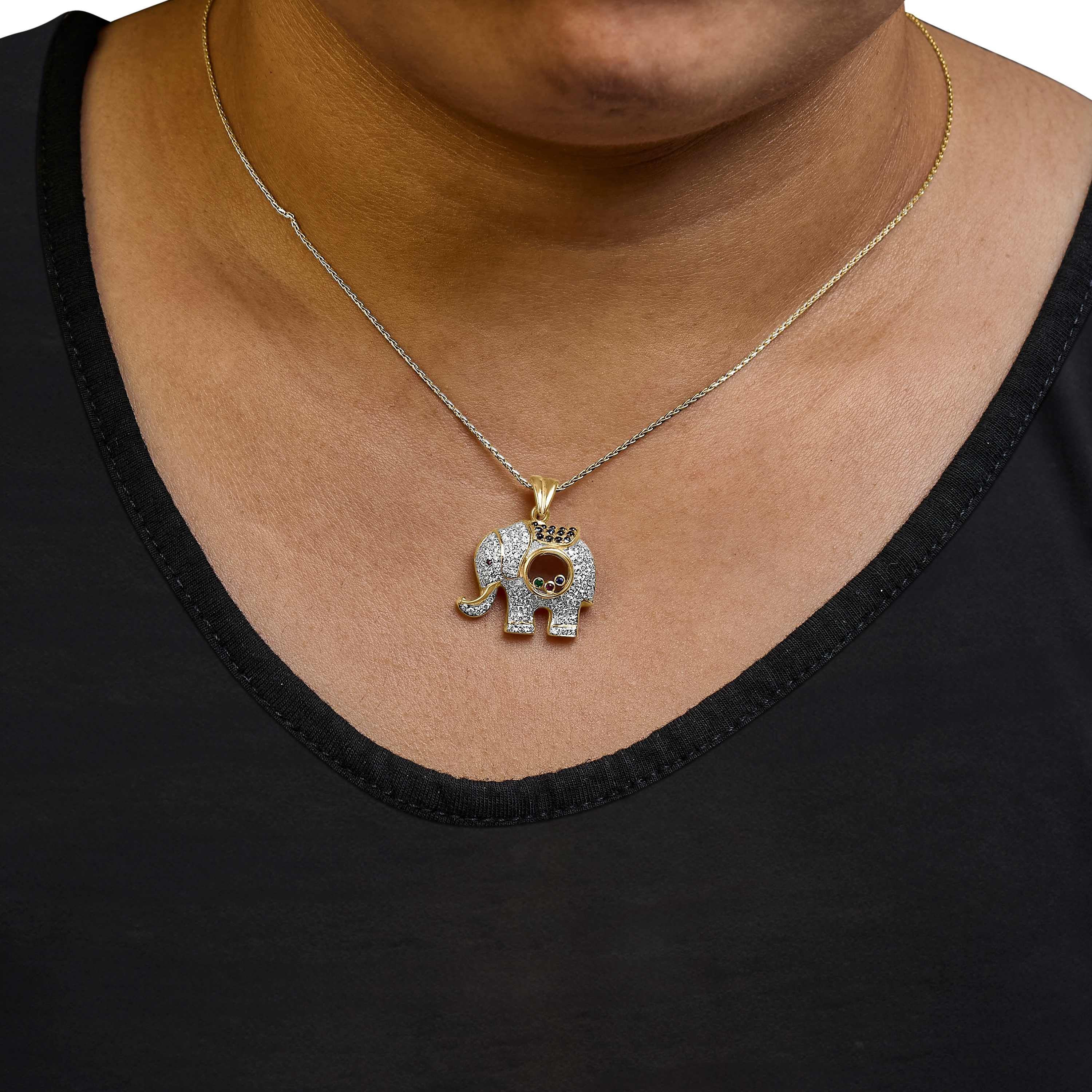 18K Gold 3/4ct Diamond Pendant Necklace with Ruby & Sapphire-18"