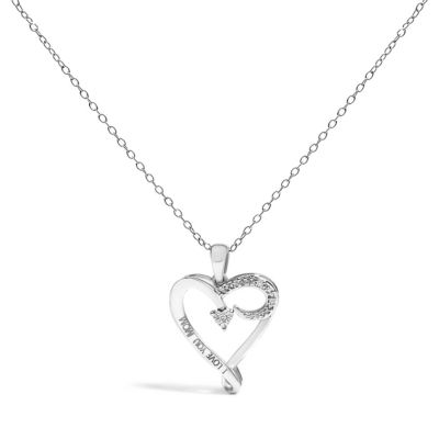 Haus of Brilliance Silver Diamond Accent "I LOVE YOU MOM" Heart Pendant Necklace, 18 in