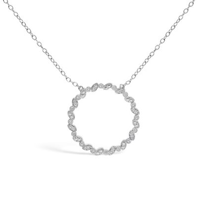 Haus of Brilliance Lab Created Silver 1/7 Cttw Lab Grown Diamond Beaded Love Circle Pendant Necklace, 18 in