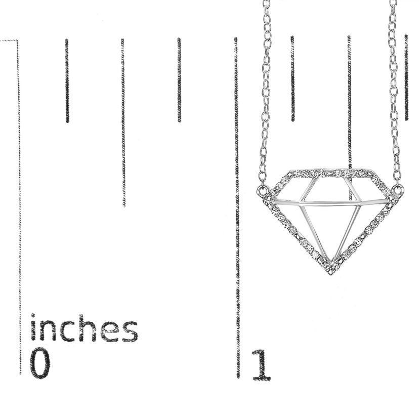 Lab Created Silver 1/7 Cttw Lab Grown Diamond Diamond Shaped Pendant Necklace - Size 18 Inches