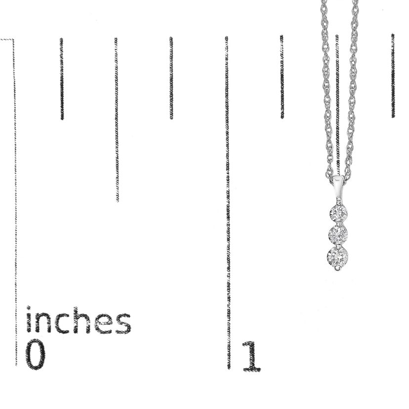 Lab Created Silver 1/7 Cttw Lab Grown Diamond Three Stone Diamond Pendant Necklace - 18" Inches