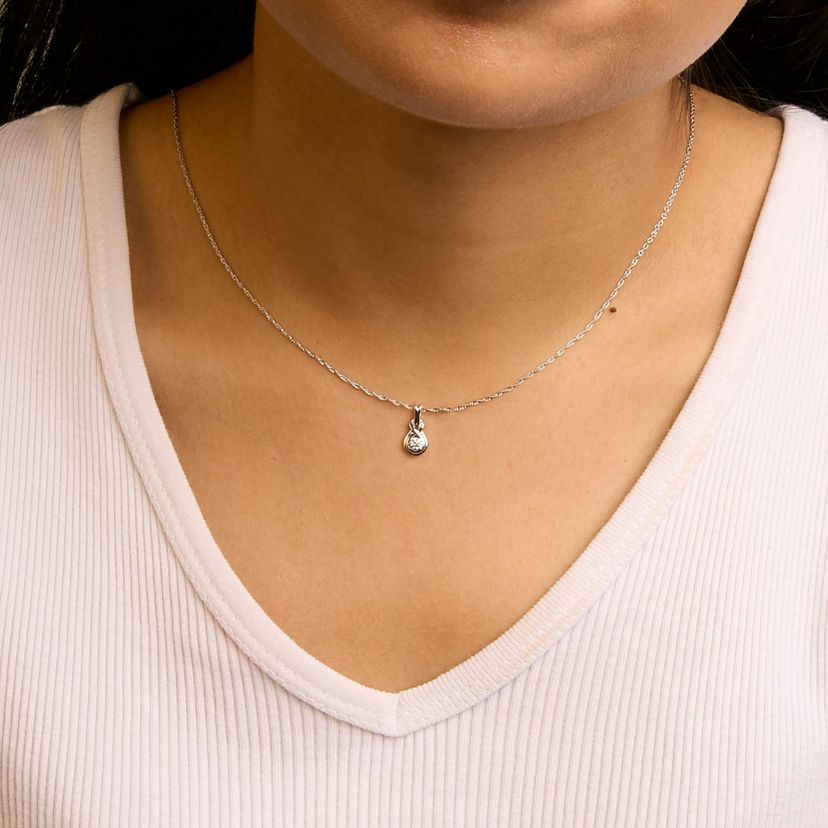 Lab Created Silver 1/10 Cttw Lab Grown Diamond Love Knot Solitaire Pendant Necklace