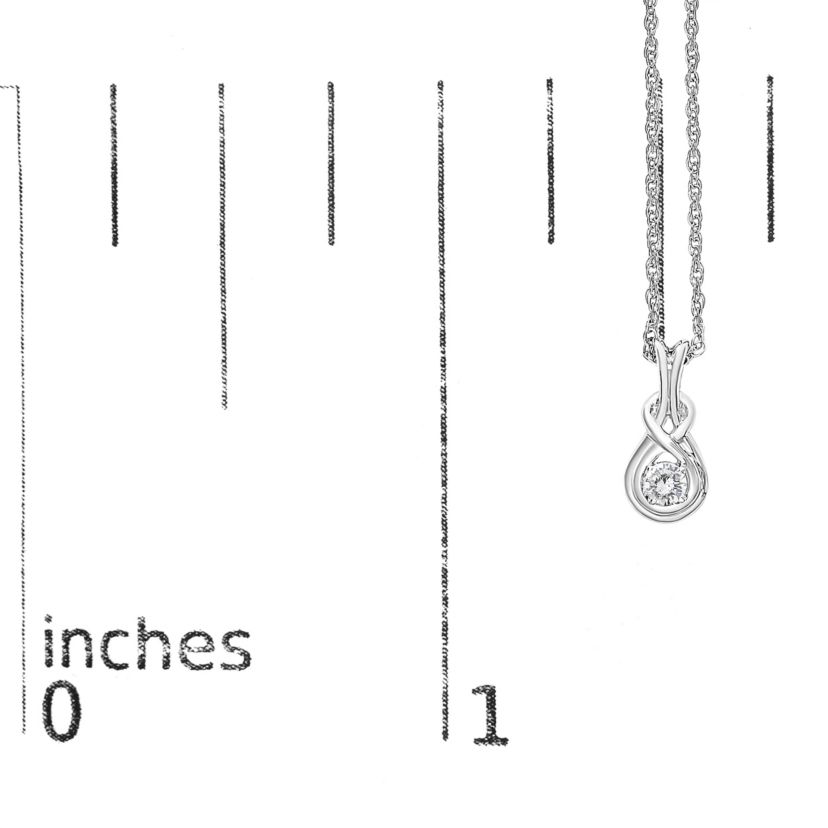 Lab Created Silver 1/10 Cttw Lab Grown Diamond Love Knot Solitaire Pendant Necklace