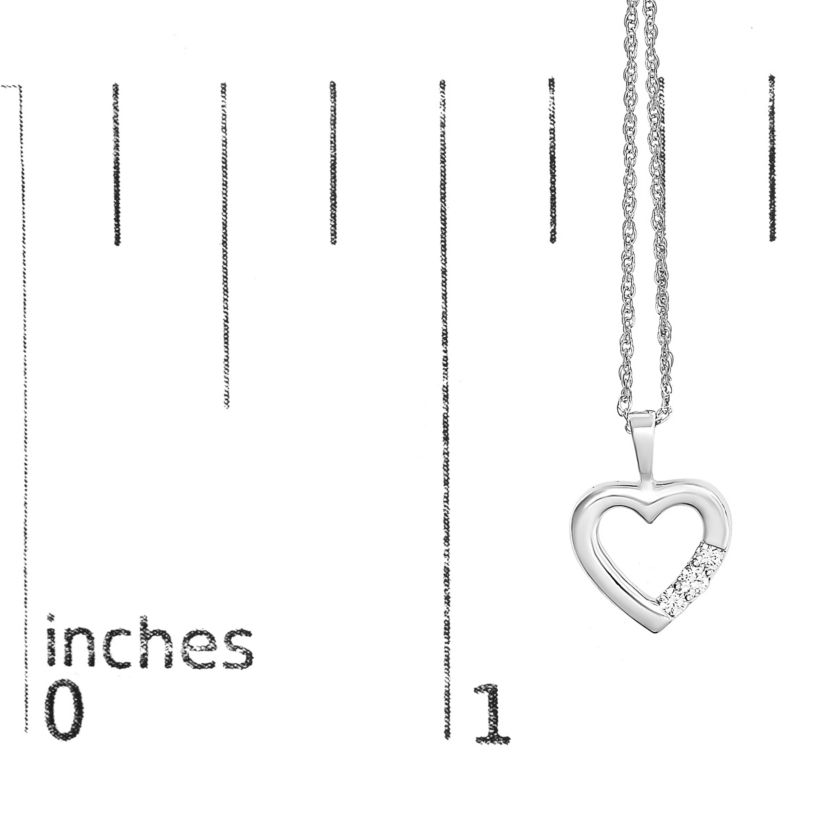 Lab Created Silver Lab Grown Diamond 1/4 Cttw Three Stone Heart Pendant Necklace - 18" Inches