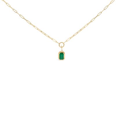 Haus of Brilliance 10K Yellow Gold Emerald Cut 6x4 MM Green Emerald Solitaire Pendant Necklace