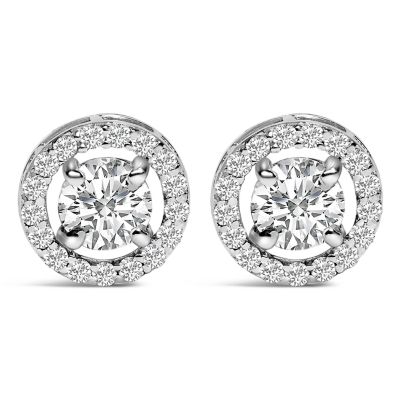 Haus of Brilliance Lab Created Men's 14K White Gold 1 3/4 Cttw Lab Grown Diamond Halo Cufflink
