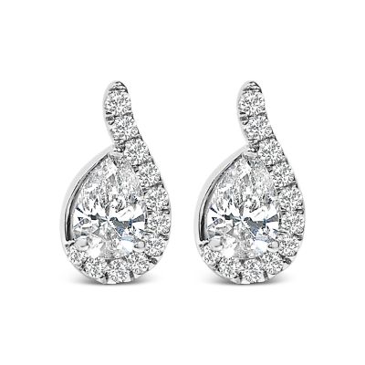 Haus of Brilliance Lab Created 14K White Gold 5/8 Cttw Lab Grown Diamond Halo Stud Earring