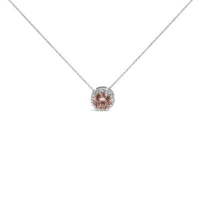 Haus of Brilliance Lab Created 14K White Gold 2 3/8 Cttw Lab Grown Pink Diamond Solitaire Halo Pendant Necklace
