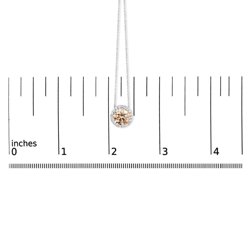 Lab Created 14K White Gold 2 3/8 Cttw Lab Grown Pink Diamond Solitaire Halo Pendant Necklace