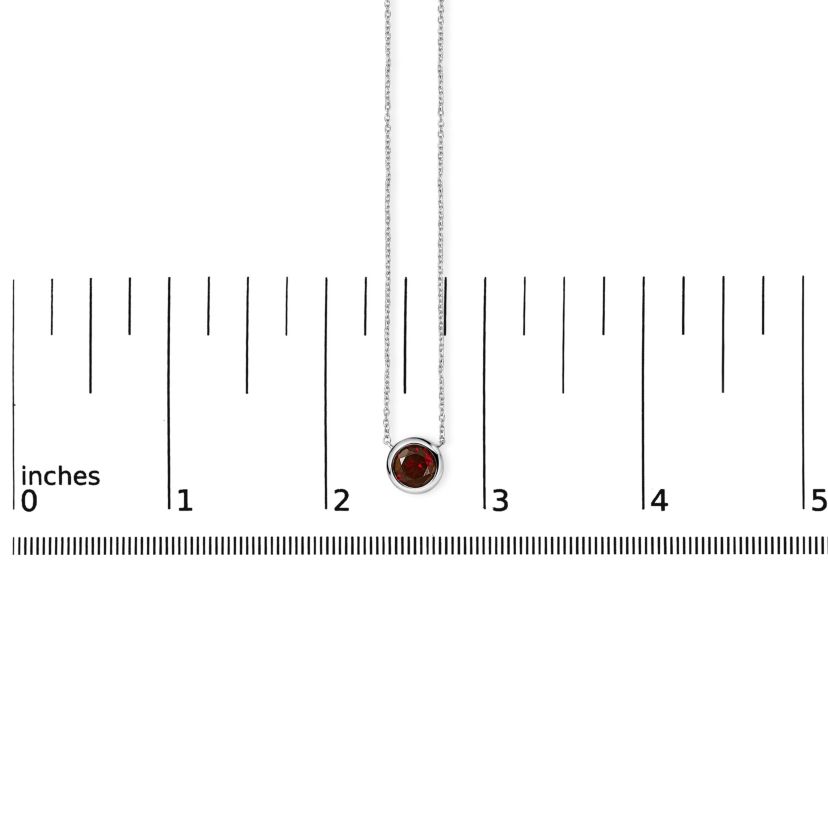 Lab Created .925 Sterling Silver 7MM Bezel Set Created Red Garnet Pendant Necklace - 18" Inches