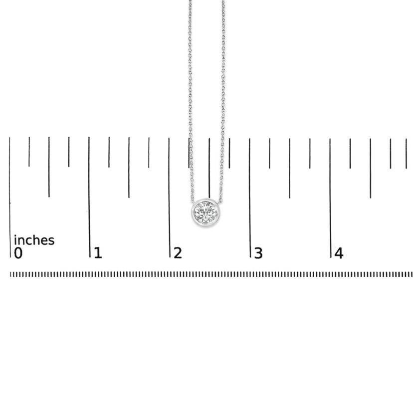 Lab Created Silver 7MM Bezel Set Created White Sapphire Pendant Necklace - 18" Inches