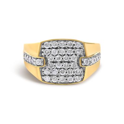 Haus of Brilliance Men's 14K Yellow Gold Plated Sterling Silver 1.0 Cttw Diamond Geometric Band Ring, 11