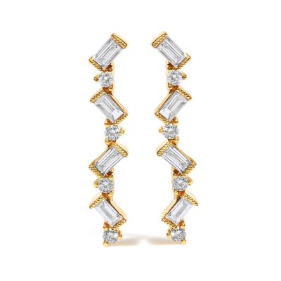 Haus of Brilliance 14K Yellow Gold 1/2 Cttw Diamond Zig Zag Drop Earrings