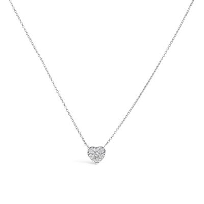 Haus of Brilliance 14K White Gold 1/4 Cttw Diamond Composite Heart Pendant Necklace - 18" Inches