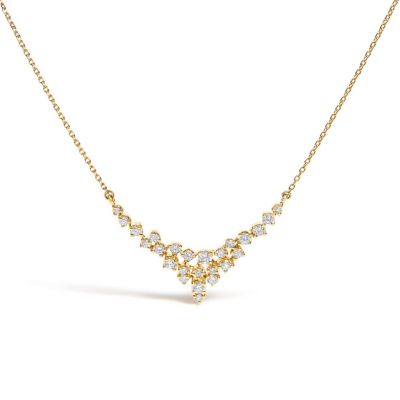 Haus of Brilliance 14K Yellow Gold 1/2 Cttw Diamond Scattered "V" Necklace - 18" Inches