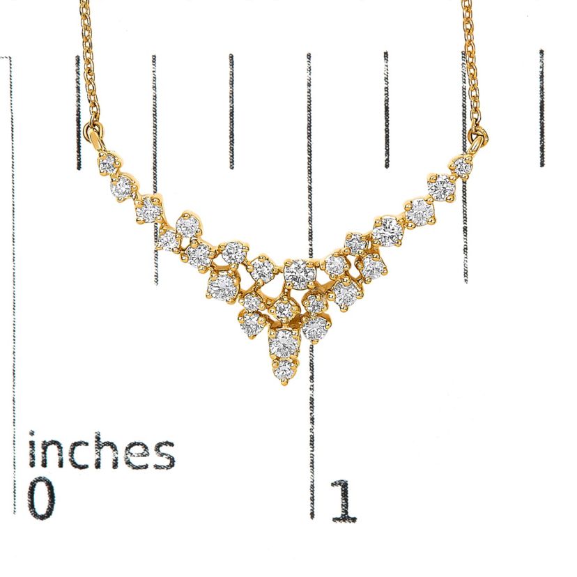 14K Yellow Gold 1/2 Cttw Diamond Scattered "V" Necklace - 18" Inches