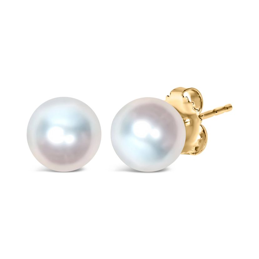 14K Gold 7.5-8MM Cultured Freshwater Pearl Solitaire Stud Earrings