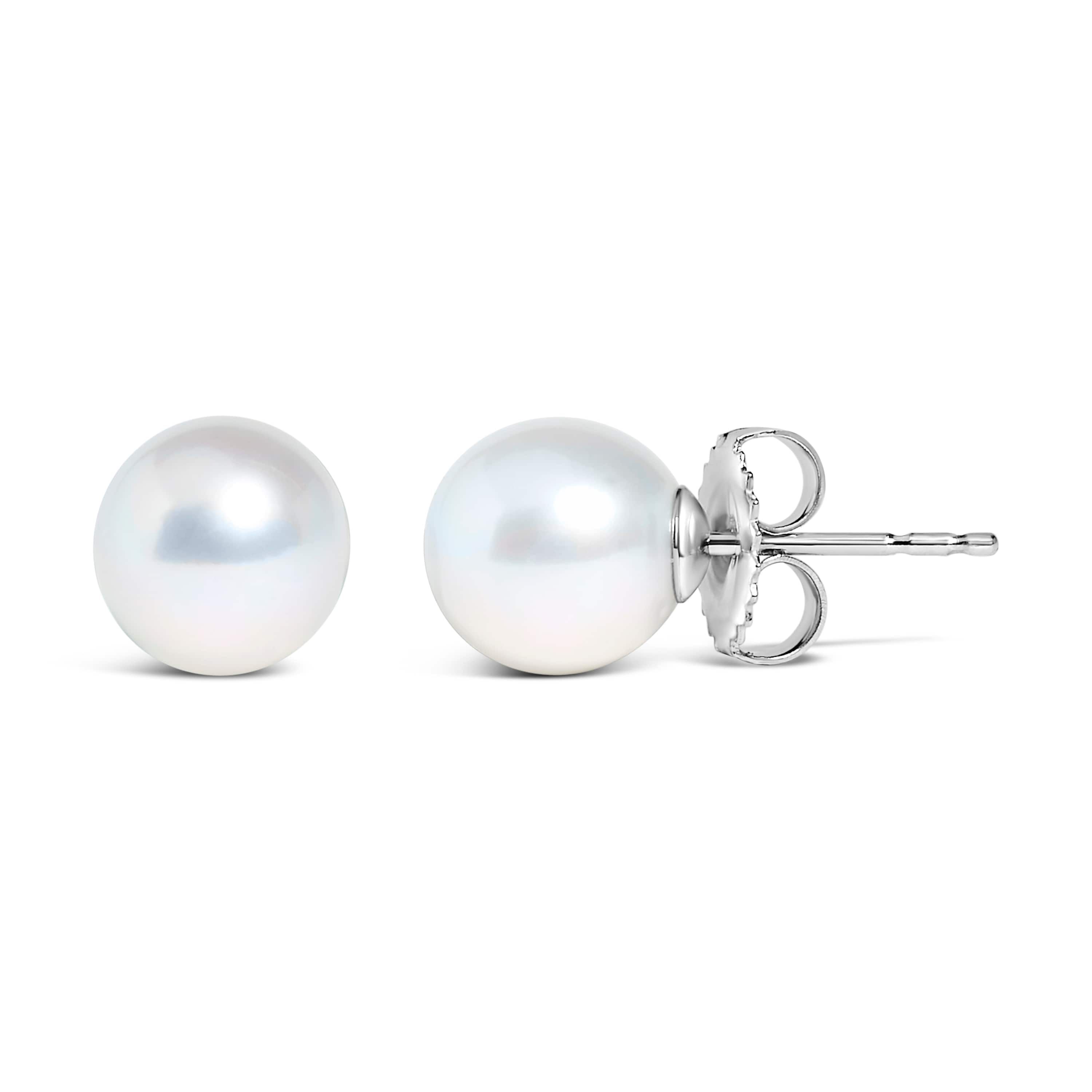 14K Gold 8-8.5MM Cultured Freshwater Pearl Solitaire Stud Earrings