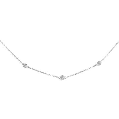 Haus of Brilliance 14K White Gold 1/2 Cttw Bezel Set Diamond Station Necklace