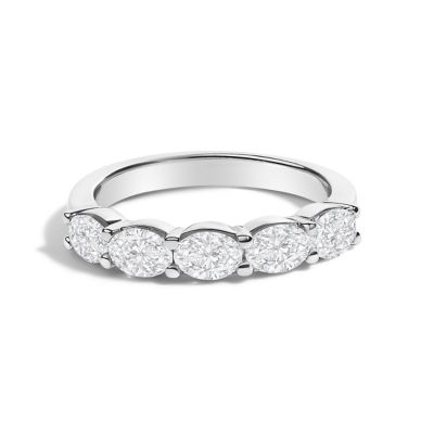 Haus of Brilliance Lab Created 14K White Gold 1 1/4 Cttw Lab Grown Oval East West Band Ring, 8