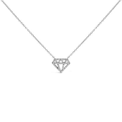 Haus of Brilliance Sterling Silver 1/6 Cttw Diamond Shaped Diamond Pendant Necklace, 18 in