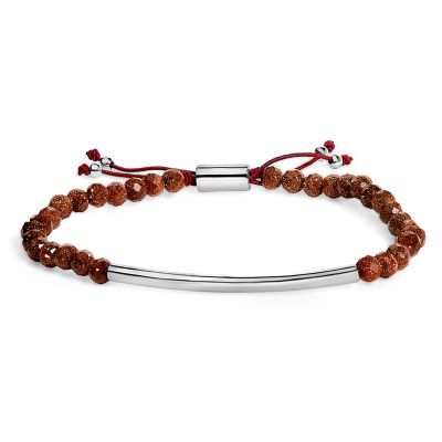 Haus of Brilliance Sterling Silver Sand Bead Station Bracelet Bolo