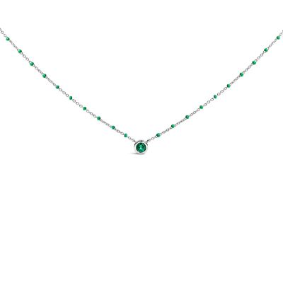 Haus of Brilliance Sterling Silver Lab Created Emerald Bead Chain Necklace