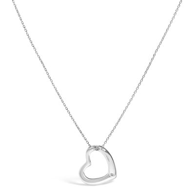 Haus of Brilliance Sterling Silver Bezel Set Diamond Accent Heart Pendant Necklace, 18 in