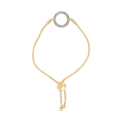 Haus of Brilliance Gold Vermeil Diamond Accent Circle Lariat Bolo Bracelet, Silver, 7.25 in