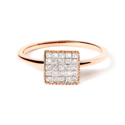 Haus of Brilliance 10K Rose Gold 1/3 Cttw Invisible Set Princess Cut Diamond Composite Square Ring, 8