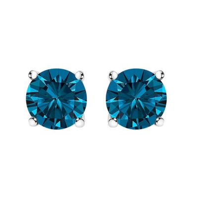 Haus of Brilliance Lab Created 14K Gold 1.0 Cttw Blue Lab Grown Diamond Stud Earrings with Screw Backs