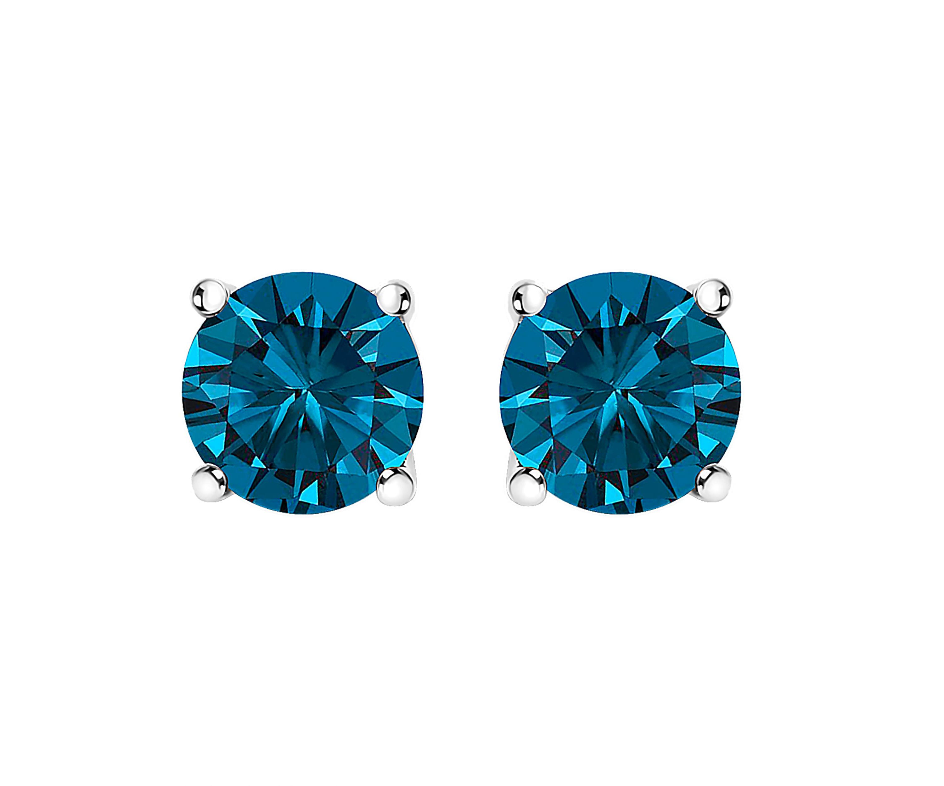 Lab Created 14K Gold 1.0 Cttw Blue Lab Grown Diamond Stud Earrings with Screw Backs