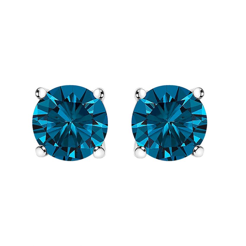 Lab Created 14K Gold 1.0 Cttw Blue Lab Grown Diamond Stud Earrings with Screw Backs