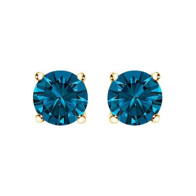 Haus of Brilliance Lab Created 14K Gold 1.0 Cttw Blue Lab Grown Diamond Stud Earrings with Screw Backs
