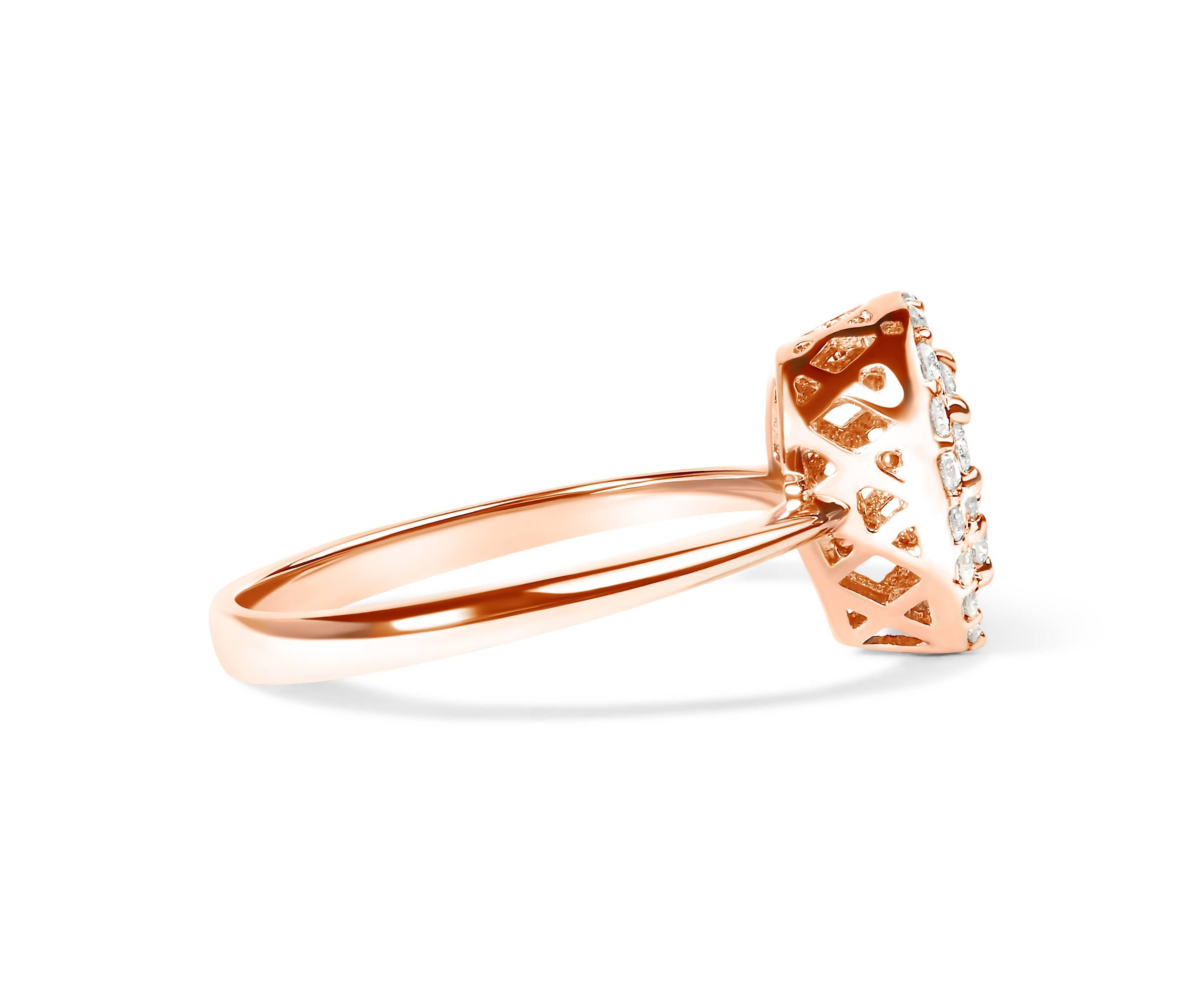 10K Rose Gold 3/8 Cttw Composite Diamond Pear Shaped Halo Promise Ring