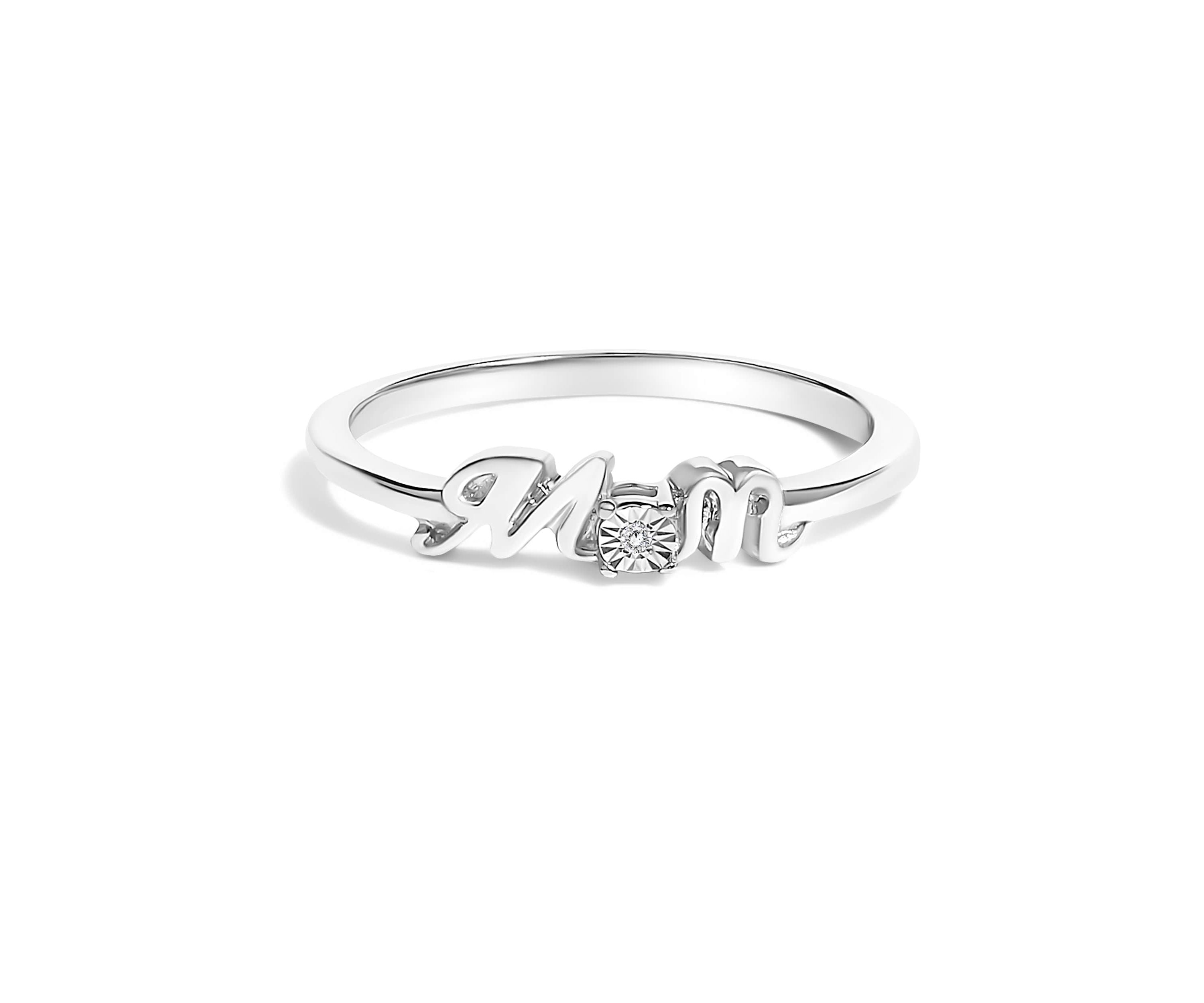 .925 Sterling Silver Diamond Accent "MOM" Ring