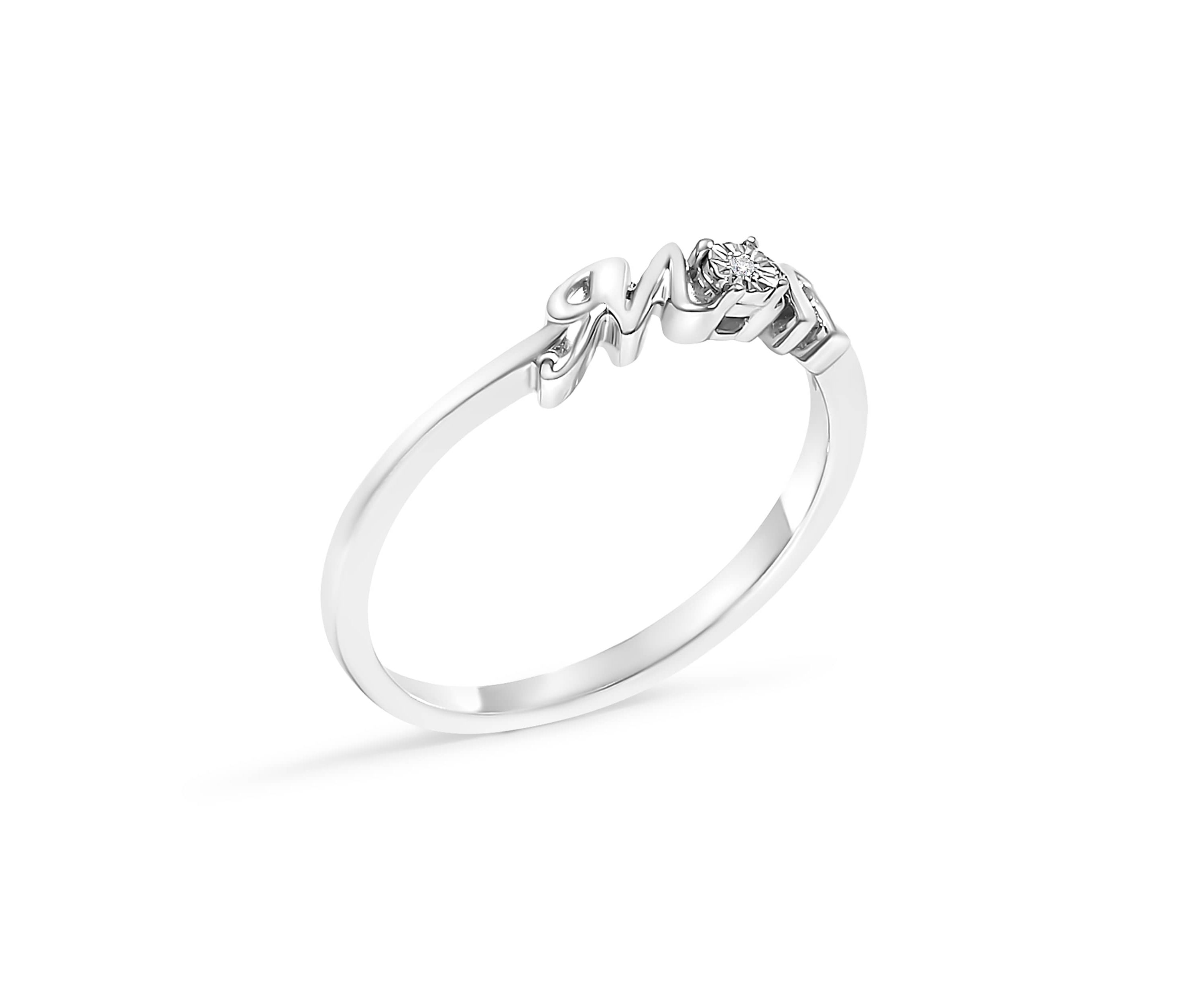 .925 Sterling Silver Diamond Accent "MOM" Ring
