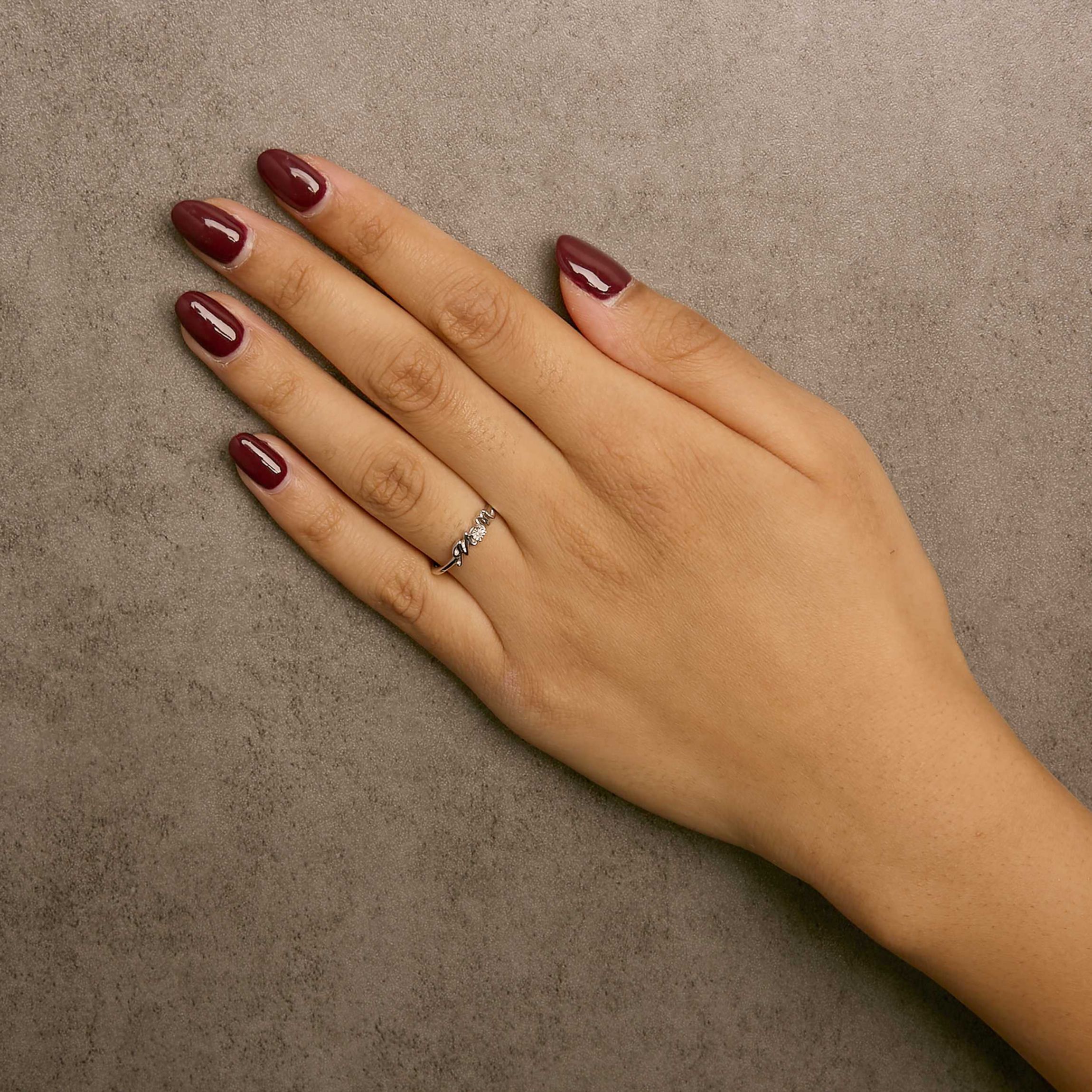 .925 Sterling Silver Diamond Accent "MOM" Ring