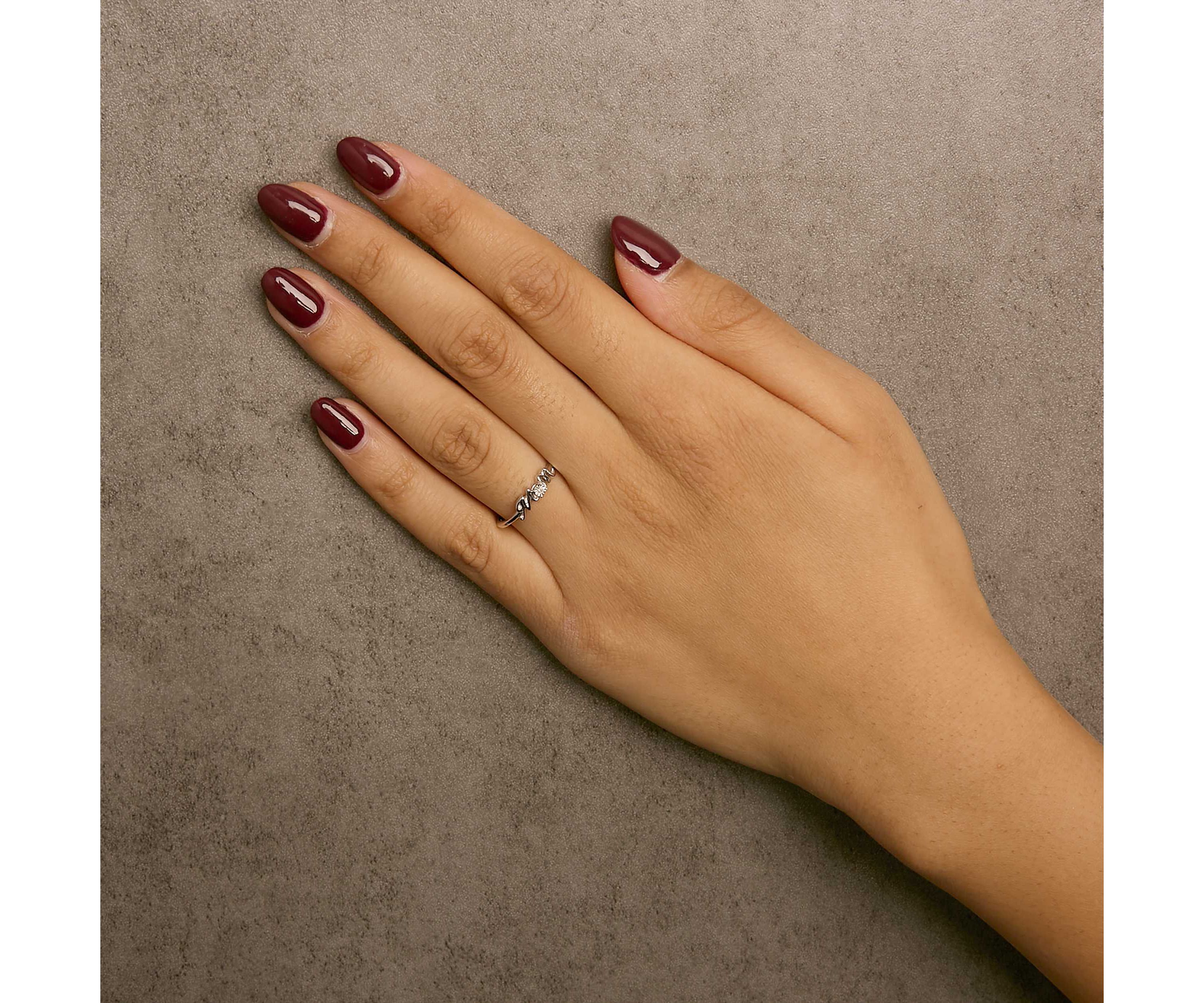 .925 Sterling Silver Diamond Accent "MOM" Ring