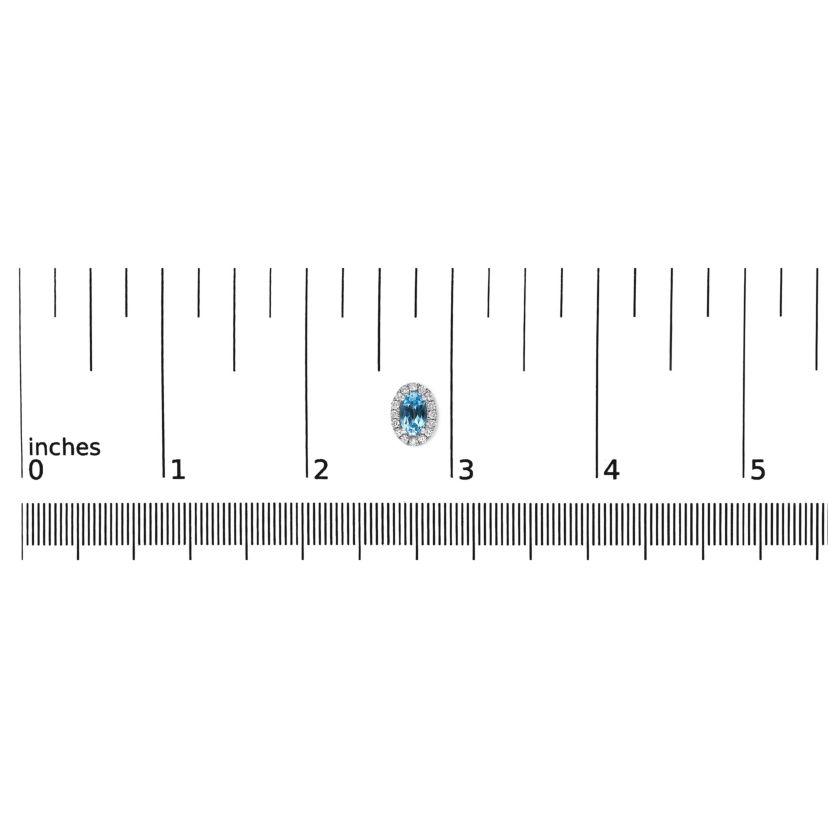 10K White Gold 5x3 MM Oval Blue Topaz and Diamond Halo Stud Earrings