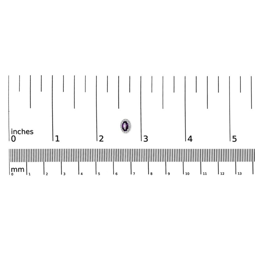 10K White Gold 5x3 MM Oval Purple Amethyst and Diamond Halo Stud Earrings